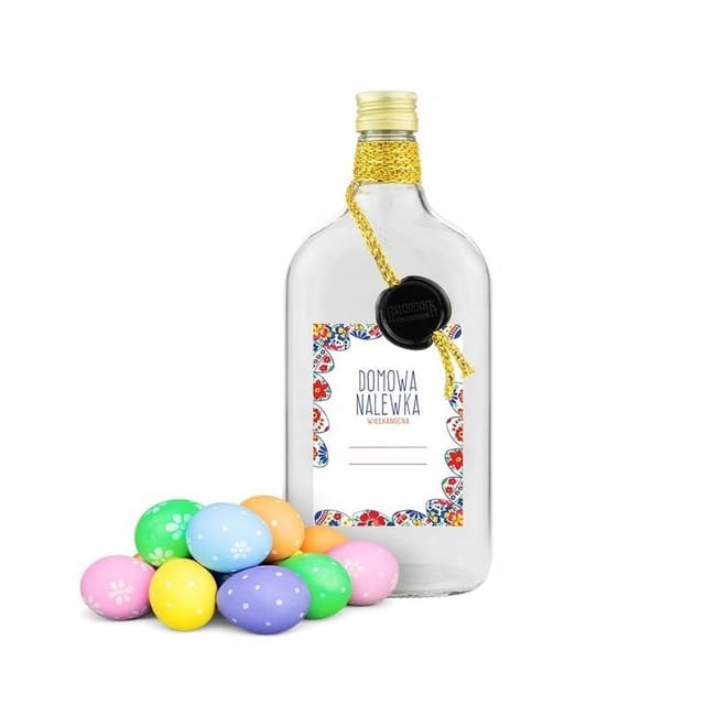 1x Klassische Glasflasche 500ml, Verziert Mit Osteraufkleber Bo-16
