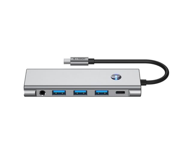 Tech-protect Hb04 Hub-adapter 9-in-1: Usb-c + Usb 2.0 + Usb 3.0 + Hdmi 4k 60hz + Sd/tf + Pd 100w + Av 3.5, Space Grau