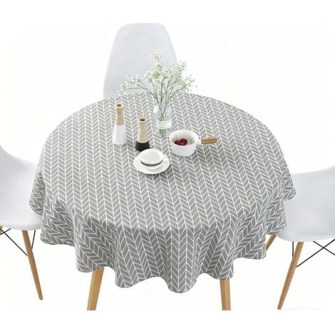 Runde Baumwolltischdecke 120 Cm - Jinfgerne - Wasserabweisend, Pflegeleicht Und Elegant Für Esstisch, Wohnzimmer Oder Terrasse