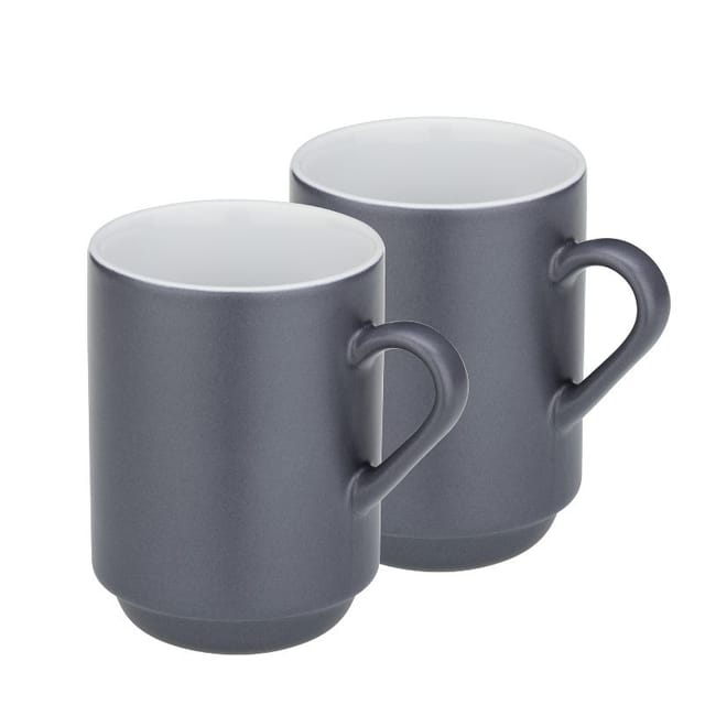 Becher, 2 Stück, Keramik, 0,3 L, Durchmesser 7,5 X 11 Cm, Grau / Kela