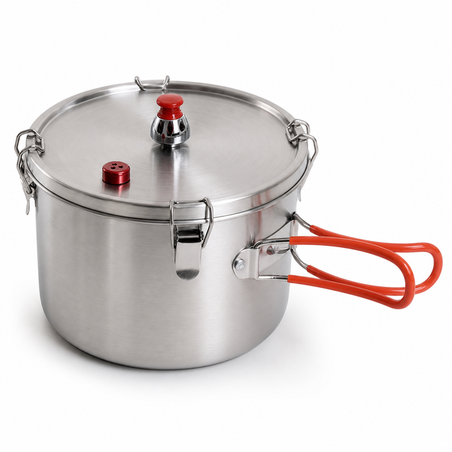 Tragbarer Multifunktionaler Camping-schnellkochtopf Aus Edelstahl, Mikro-druck, Ohne Dampfkorb