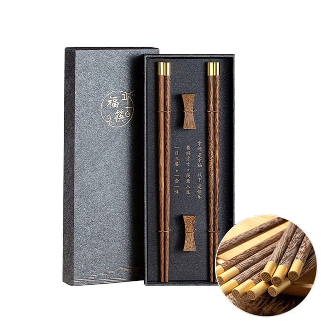 Elegantes Premium-geschenkset Aus Essstäbchen Und Sushi-ständern, Grau