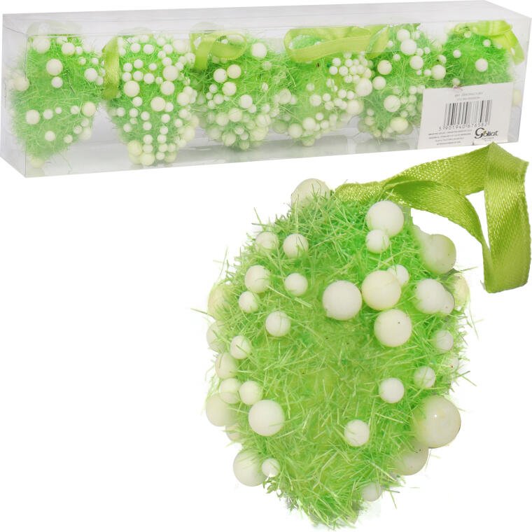 Styroporeier, Grüne Anhänger, 6 Stück, Ostern