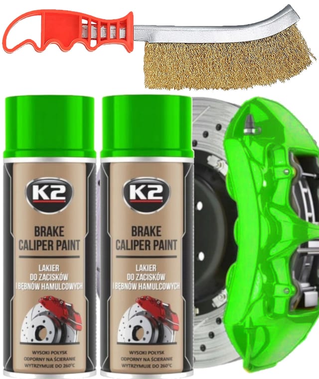 2 X K2 Bremssattellack 400 Ml Grün + Pinsel