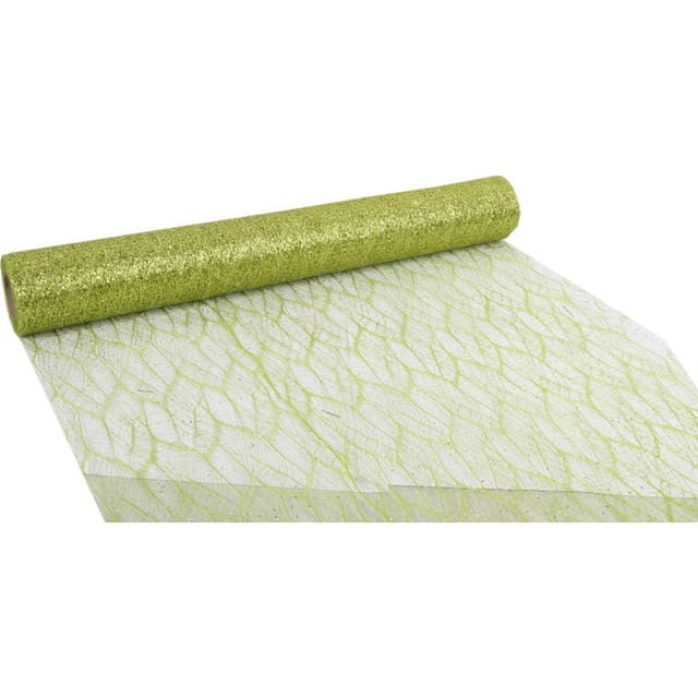 Grüner Organza Mit Glitzerdruck, 0,50 X 10 M
