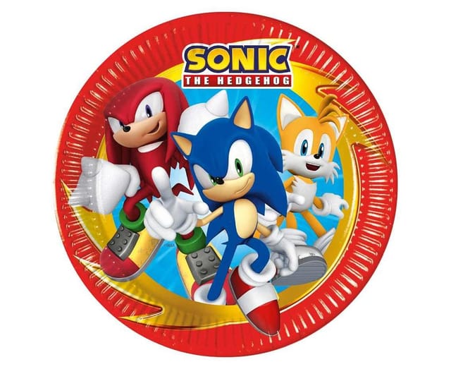 Sonic Pappteller, 23 Cm, 8 Stück.