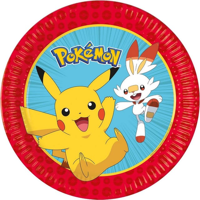 Pokémon-pappteller, 23 Cm, 8 Stück