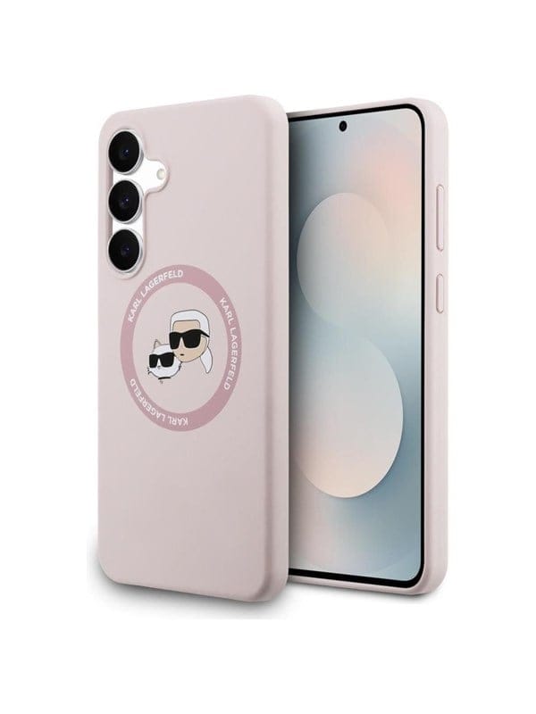 Karl Lagerfeld Silikonhülle Mit Karl&choupette-köpfen (magsafe) Für Samsung Galaxy S25 Fe, Pink