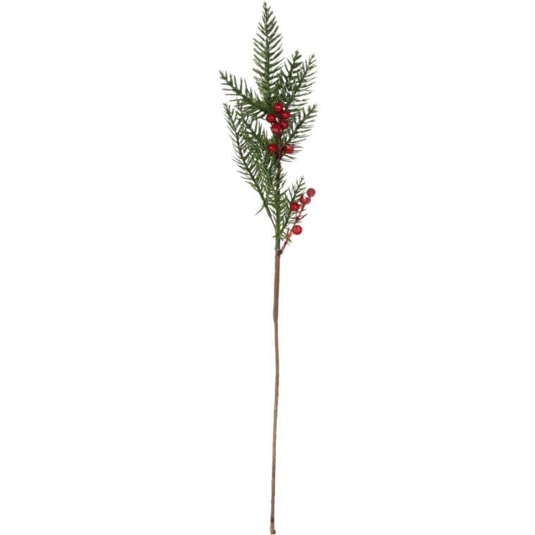 Fichtenzweig Mit Eberesche, 63 Cm, Rot