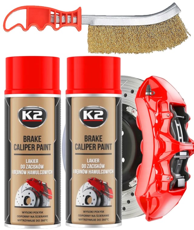 2 X K2 Bremssattellack 400 Ml Rot + Pinsel