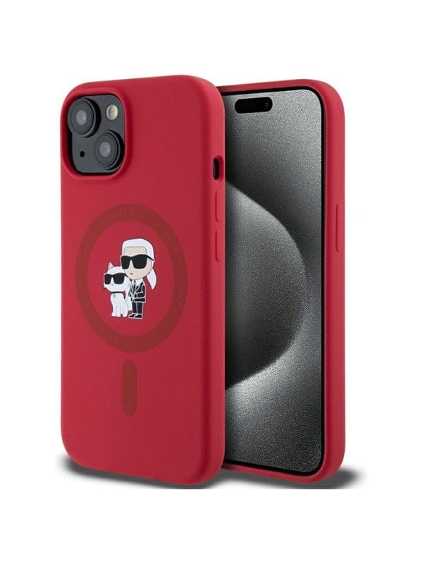 Karl Lagerfeld Silikonhülle Mit Karl&choupette-kopf-ring Und Magsafe-motiv Für Iphone 15, Rot