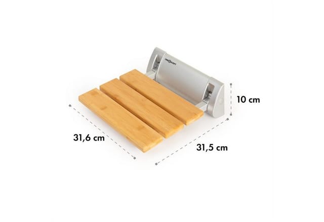 Oneconcept - Arielle Duschsitz Bambus Aluminium Klappbar 160 Kg Max. Holz
