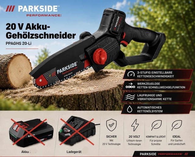 Parkside Performance 20v Akku-gehölzschneider Ppaghs 20-li Ohne Akku, Ladegerät