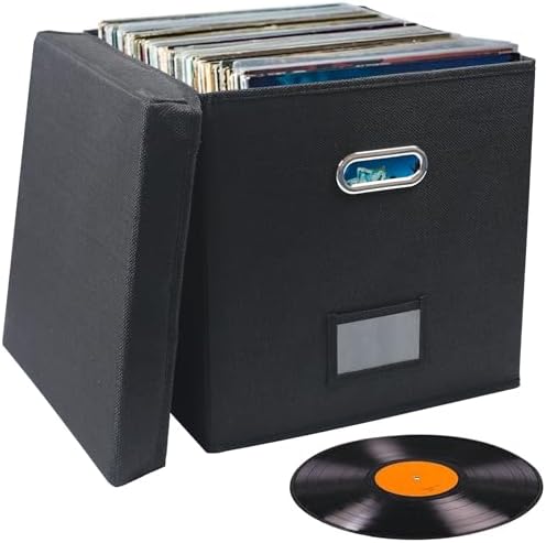 Aufbewahrungsbox Für 17,8"- Und 12"-vinyl-schallplatten, Großes Fassungsvermögen Für Bis Zu 90 Schallplatten, Faltbar Und Tragbar (schwarz)