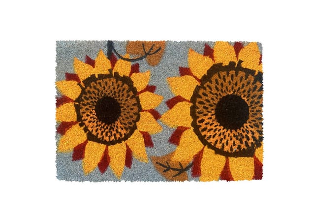 Relaxdays Fußmatte Kokos, Pflanzen, 60x40 Cm, Rutschfest, Wetterfest, Fußabstreifer Innen & Außen, Türvorleger, Farben