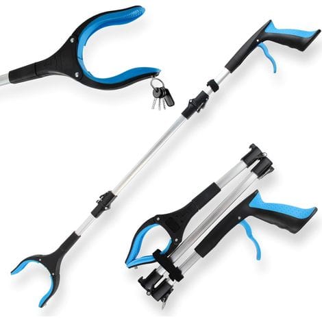 - Greifer - Teleskopwerkzeug - 360° Drehbarer Kopf Und Magnetische Spitzen - Für Müll Und Metallgegenstände Im Außenbereich - Blau - 91 Cm