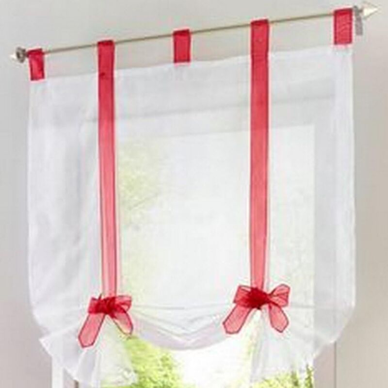 Stück Römischer Vorhang Mit Bezauberndem Knotenmuster, Bestickter Voile-fenstervorhang Im Wohnzimmerstil - Rot - 80 Cm X 140 Cm