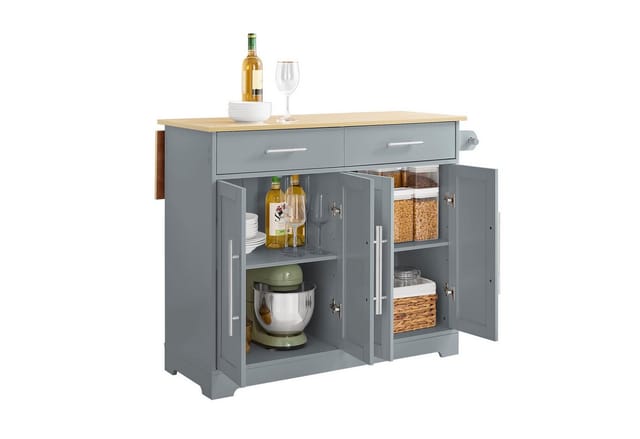 Sobuy Kücheninsel Mit 2 Schubladen Grau 107x69x91cm Modern Fkw129-hg