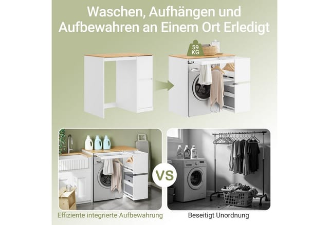 Sobuy Wäscheschrank Mit 2 Schubladen Weiß 100x60x95cm Modern Bzr223-wn