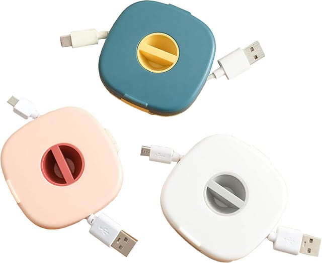 3-teiliger Usb-kabelaufwickler, Leerer, Ausziehbarer Ladekabelhalter, Kompakter Handykabel-organizer, Einziehbares Kabelmanagement, Vielseitig Und Tragbar, 3 Farben