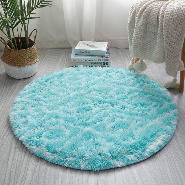 Weicher Kunstfell-teppich, Flauschiger Farbverlaufsteppich, Dekorativer Teppich Für Schlafzimmer, Wohnzimmer, Esszimmer, 40 X 60 Cm, Blau-quadratisch