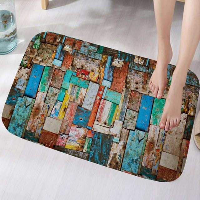 3d-badematten Und Bettvorleger Aus Holz In Verschiedenen Farben, Rutschfeste Gummimatten Aus Flanell, Badematten, Dekorative Fußmatten 40 X 60 Cm