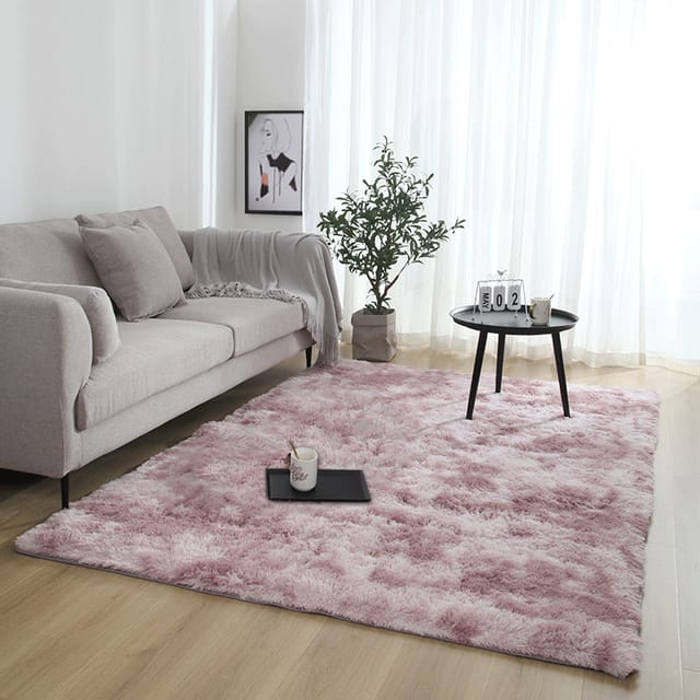 Hochfloriger Teppich Für Schlafzimmer, Wohnzimmer Oder Flur, Weich, Langer Flor Und Flauschig, Rutschfest, 60 X 160 Cm, Rosa-lila.