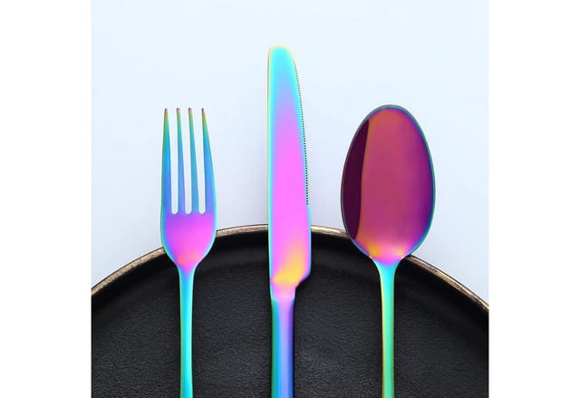 Besteckset Edelstahl Regenbogen 6er Messer 30 Teilig-bunte 30 Teilig