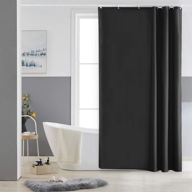 Duschvorhang 120x180 Textil Badvorhang Polyester Schwarz Wasserabweisend