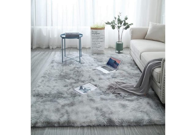 Teppich Rund Rutschfest Wohnzimmer 140 X 200 Cm (rechteckig) Grau Weiß