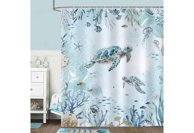 Duschvorhang Meeresschildkröte Blauer Ozean 180x200cm Anti-schimmel Polyester