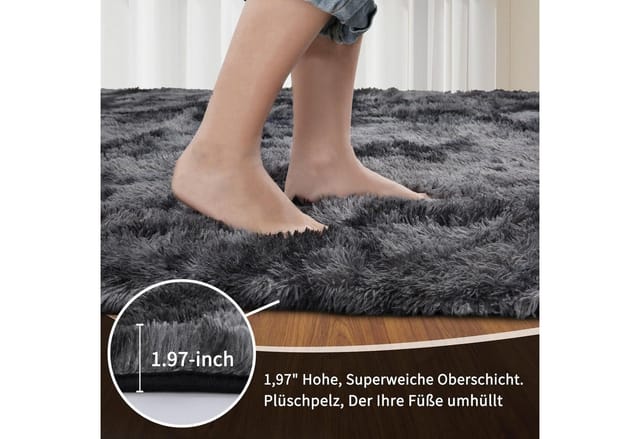 Teppich Hochflor Grau Batik Dunkelgrau 240 X 340 Cm (rechteckig)