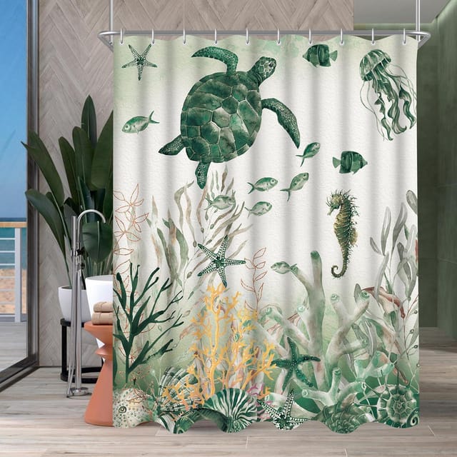 Duschvorhang Schildkröte Seepferdchen H200 X B120 Cm (1er Pack)