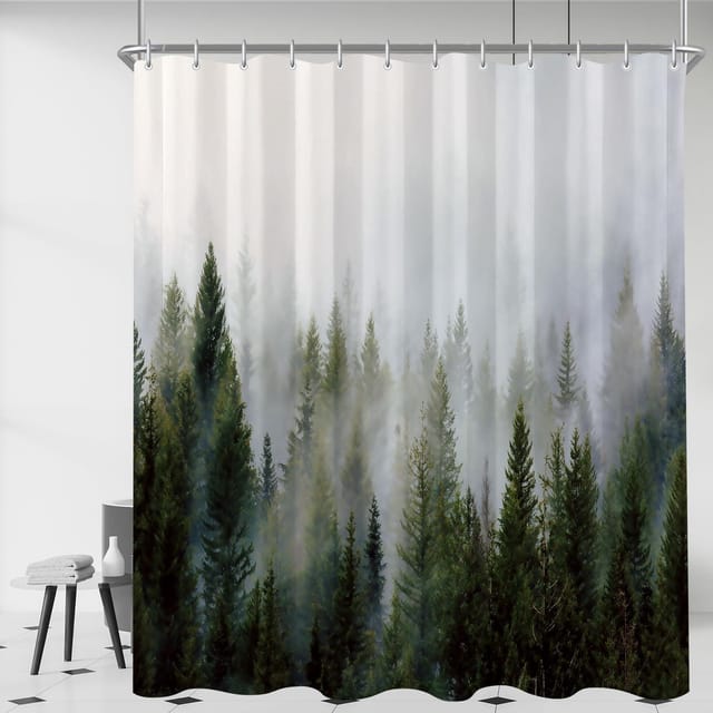 Duschvorhang Wasserabweisend Antischimmel Nebel Wald 120 X 200 Cm