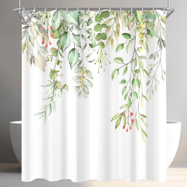 Duschvorhang 180x200cm Klare Blätter Antischimmel Wasserabweisend Polyester
