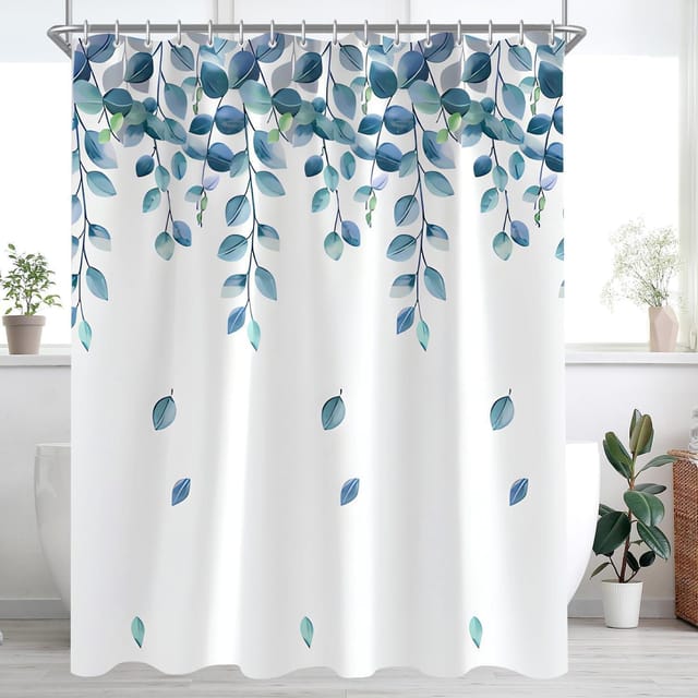 Duschvorhang 300x200cm Grün Blätter Pflanze Wasserabweisend Polyester Stoff