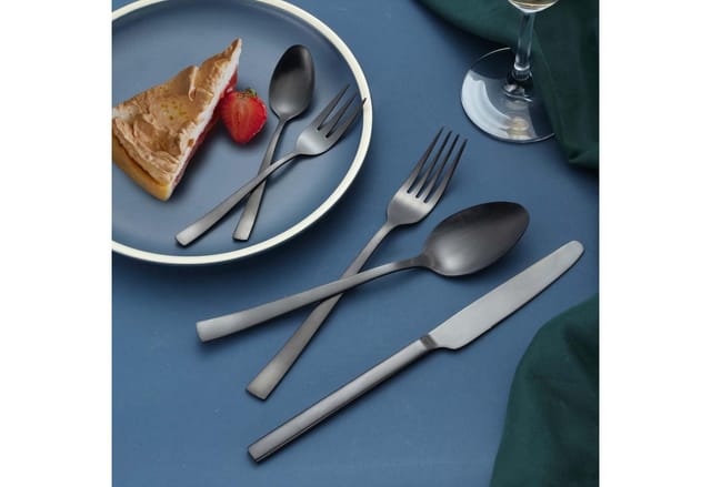Besteck 12 Edelstahl Gabel Löffel Messer 60 Teilig Schwarz 60 Teilig
