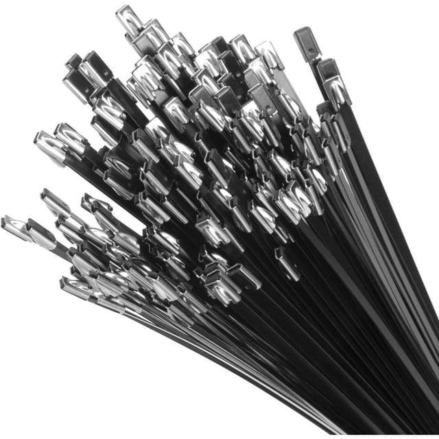 Kabelbinder 100 Stück Edelstahl 304 400x4,6mm Schwarz 16 Inch Schwarz