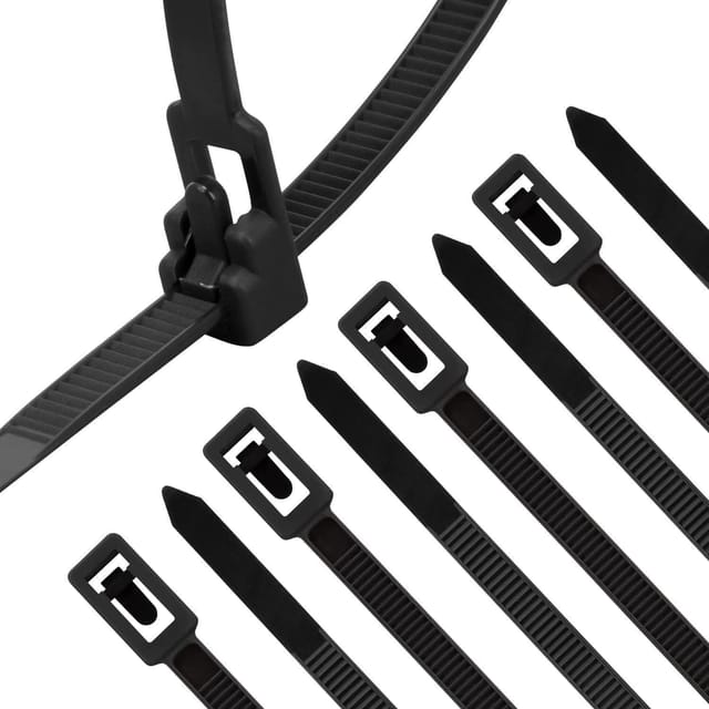 Kabelbinder 100 Stück Wiederlösbar Schwarz Uv 400mm X 7.6mm Schwarze