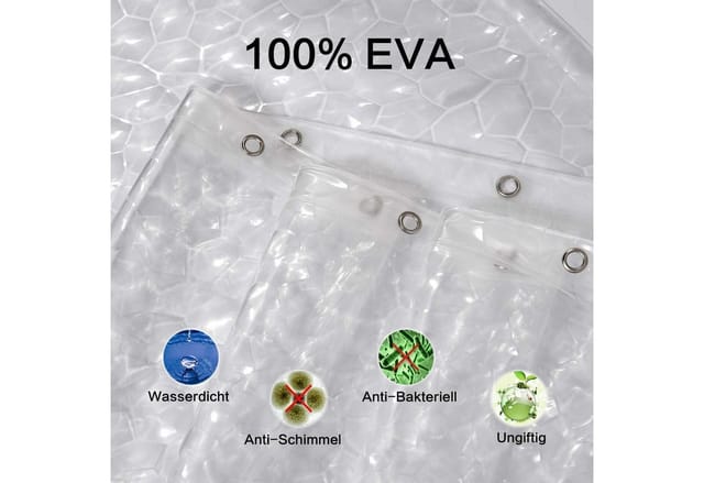 Duschvorhang Transparent Wasserdicht Kubisch H180 X B180 Cm 1er Pack
