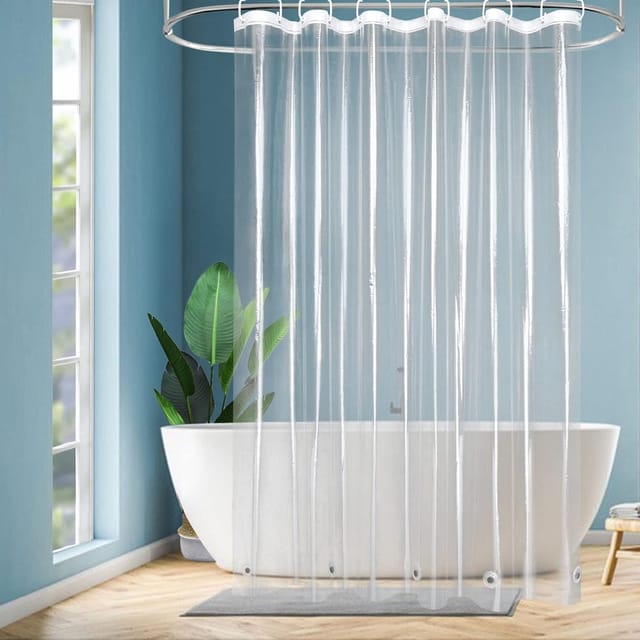 Duschvorhang 180x180 Peva Transparent Mit 5 Magneten Wasserdicht Antibakteriell