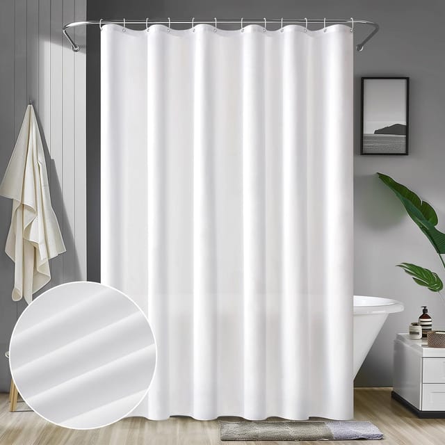 Miulee Duschvorhang 180x180cm Weiß Wasserdicht Anti-schimmel Textil Pflegeleicht