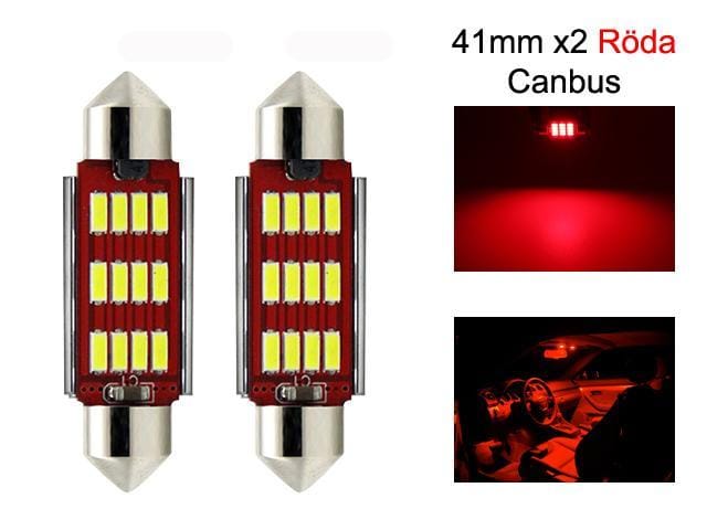 C5w Canbus 41mm Rote Led-lampe Sv8.5 Soffitte 2er-pack 12v