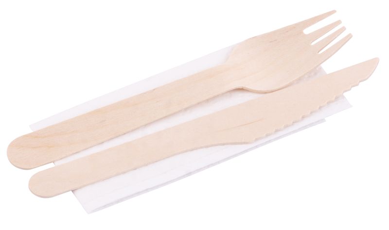 Set De Couverts Magichome Woodline Eco, En Bois, Couteau, Fourchette, Serviette, 100% Naturel