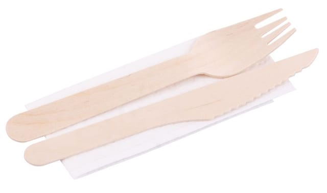 Set De Couverts Magichome Woodline Eco, En Bois, Couteau, Fourchette, Serviette, 100% Naturel