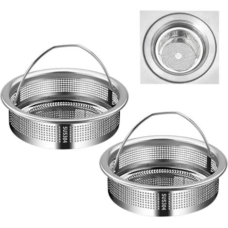 Pa 2er-set Küchenspülenfilter, Edelstahl-spülbeckensieb Mit Griff, Durchmesser 7,7 Cm, Leicht Zu Reinigen