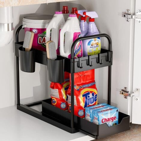 Pair 2-stufige Aufbewahrung Unter Der Spüle, Aufbewahrung Und Organisation In Der Küche, Aufbewahrungsregal, Organizer-schublade Für Küche, Badezimmer, Schwarz