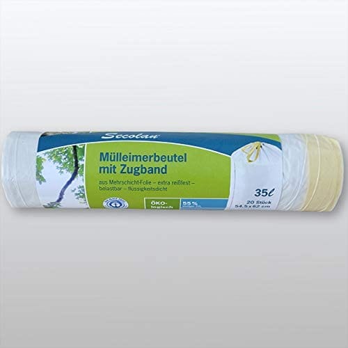1x20 Secolan Mülleimerbeutel Mit Zugband 35 L Weiß