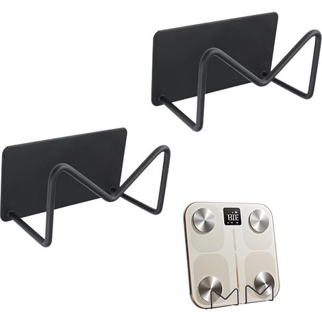 Set Mit 2 Selbstklebenden Wandhalterungen Für Waagen, Verstellbares Wandregal Für Fitnessstudio, Badezimmer, Schlafzimmer, Küche, Studentenwohnheim, Wohnmobil, Speisekammer, Schwarz