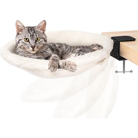 Katzen-schreibtisch-hängematte, Stahlrahmen, Faltbar, Waschbar, Katzenmotiv, Arbeitsfläche, Ablagebett, Perfekter Weicher Runder Schreibtisch
